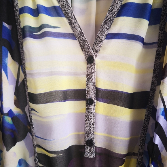 CALVIN KLEIN Multicolor Peasant Blouse - Picture 4 of 9